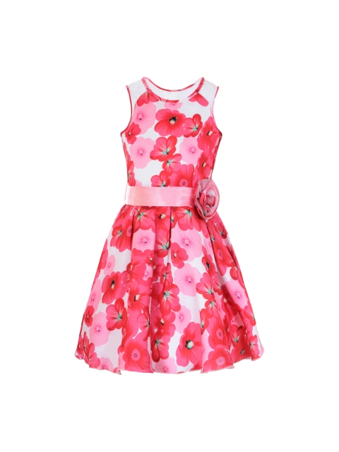 

naughty Ninos Girls Red & Pink Printed Fit & Flare Dress