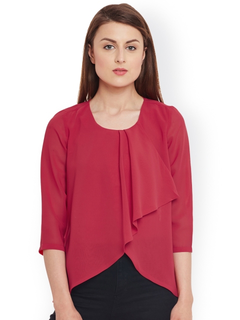 

Kazo Women Red Pleated Top