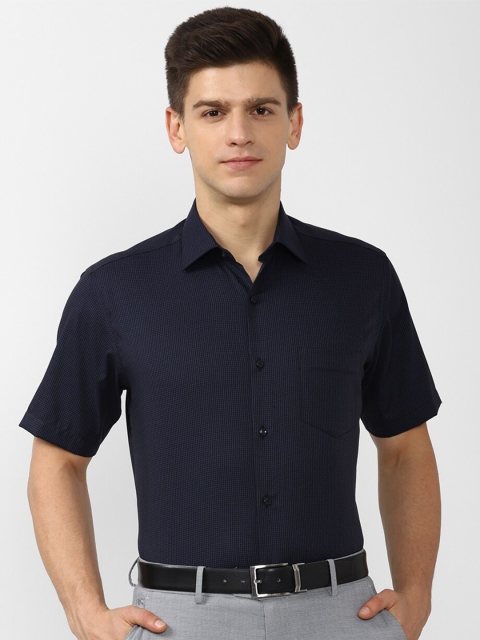 

Van Heusen Men Navy Blue Grid Tattersall Checks Checked Formal Shirt