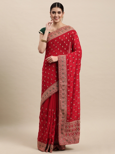 

MOHEY Maroon Embroidered Art Silk Saree