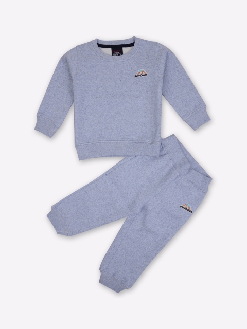 

Little County Boys Blue Solid Pure Cotton Tracksuit