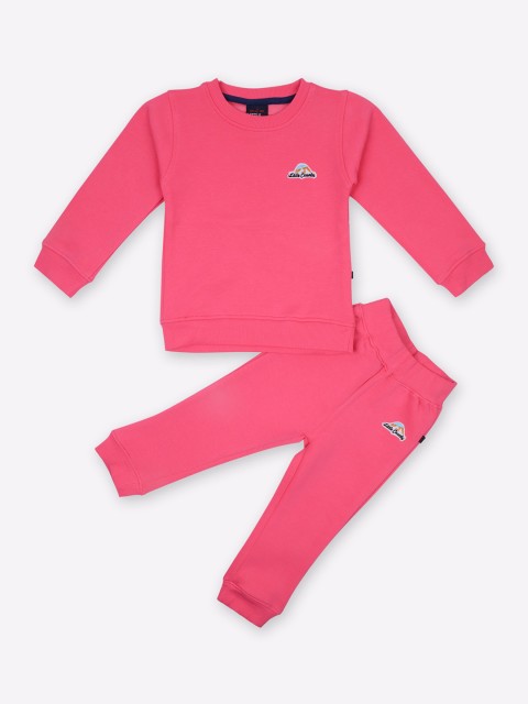 

Little County Boys Pink Solid Logo Embroidered Tracksuit