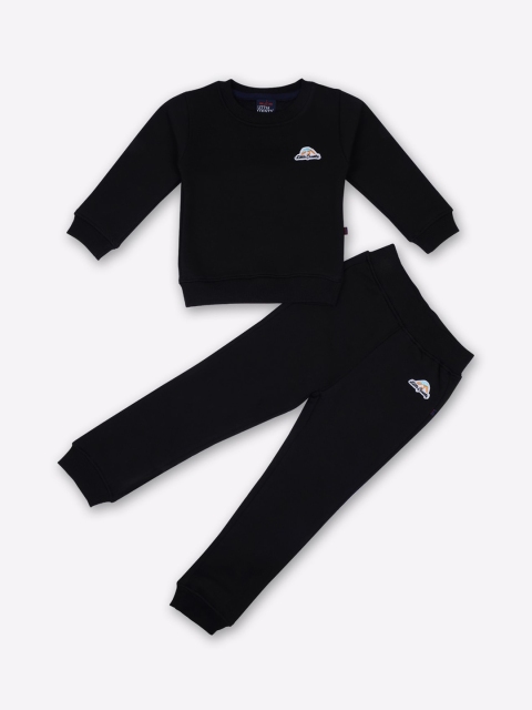 

Little County Boys Black Solid Pure Cotton Tracksuit