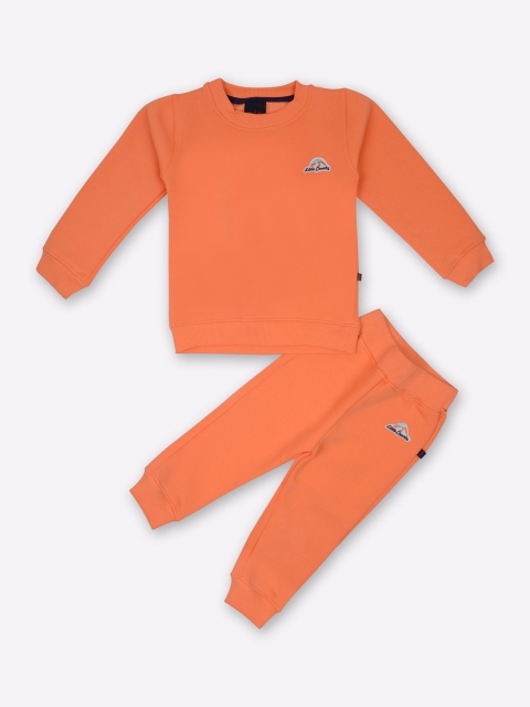 

Little County Boys Peach Coloured Solid Pure Cotton Tracksuits