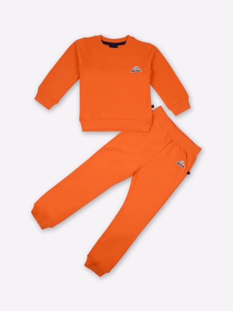 

Little County Boys Orange Brand Logo Embroidered Cotton Tracksuits