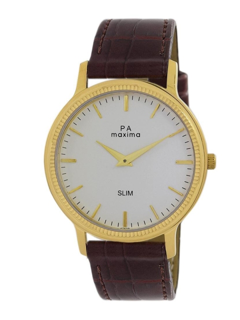 

maxima Men Dial & Leather Straps Analogue Watch Maxima_47620LMGY, Gold
