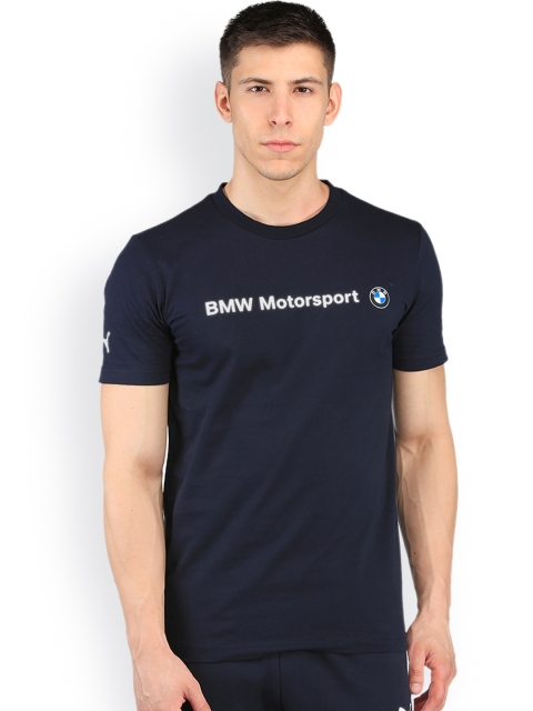 

Puma Men Blue Solid BMW MSP Logo Round Neck T-shirt