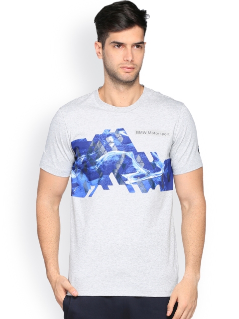 

Puma Men Grey Melange Graphic Printed BMW MSP Round Neck T-shirt