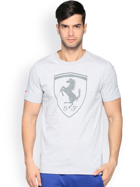 

Puma Men Grey Printed Ferrari Big Shield Round Neck T-shirt