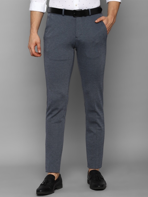 

Allen Solly Men Navy Blue Textured Slim Fit Trousers