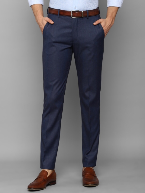 

Allen Solly Men Navy Blue Textured Slim Fit Trousers
