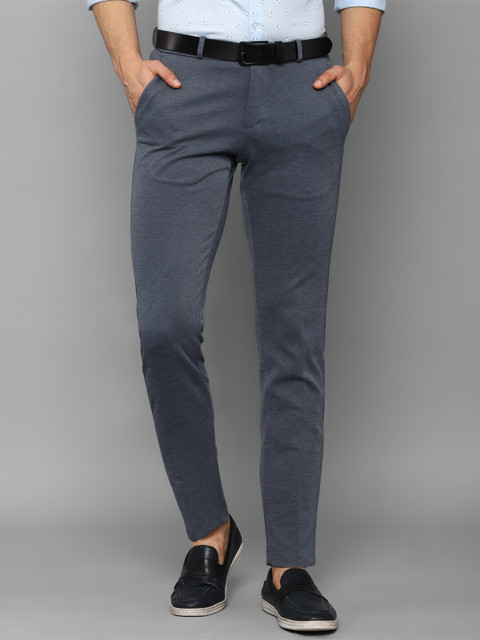 

Allen Solly Men Navy Blue Textured Slim Fit Trousers