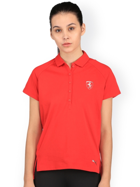 

Puma MAMGP Women Red Solid Polo Collar T-shirt