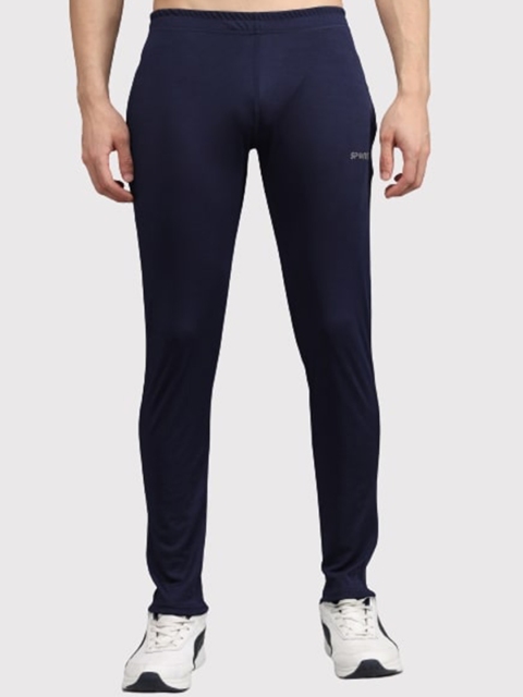 

PockMAN Men Blue Solid Cotton Regular Fit Track Pants