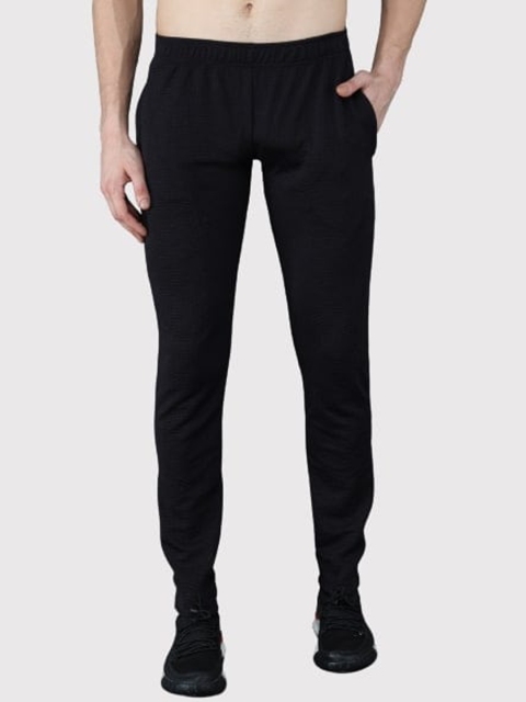 

PockMAN Men Black Wafel Textured Track Pants