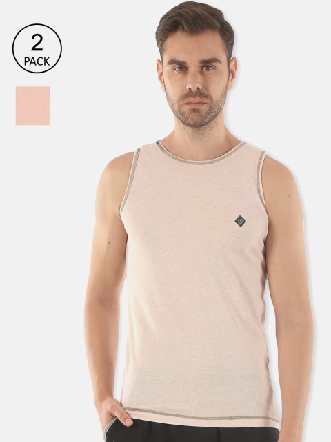 

Almo Wear Men Set of 2 Peach-Coloured Cotton Vests