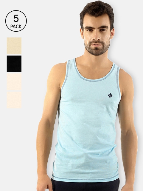 

Almo Wear Men Pack of 5 Cotton Innerwear Vests, Black