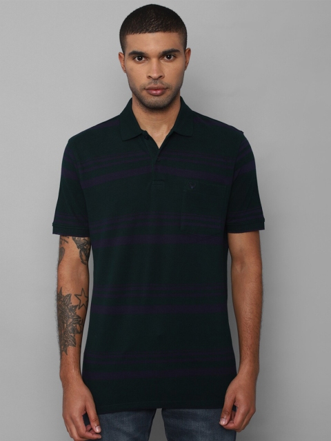 

Allen Solly Men Green & rich black Striped Polo Collar T-shirt