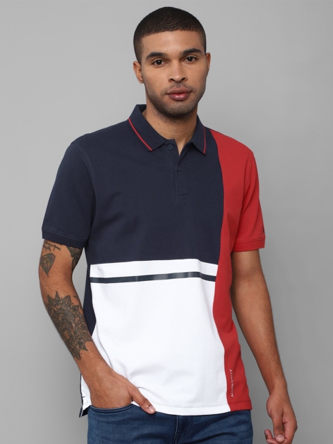 

Allen Solly Men Multicoloured & dark sapphire Polo Collar T-shirt, Multi