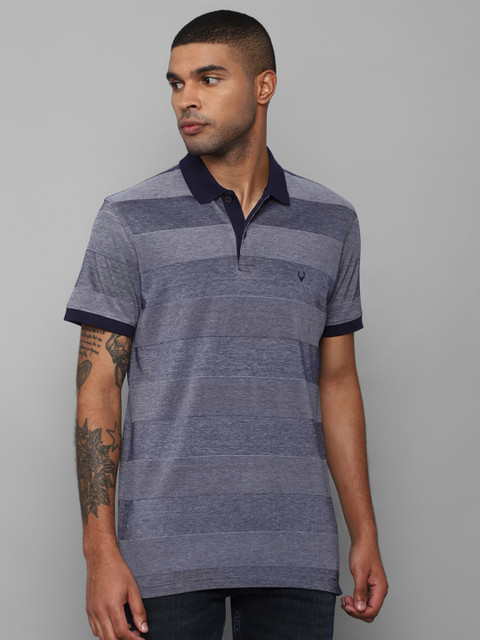 

Allen Solly Men Navy Blue & dark electric blue Checked Polo Collar T-shirt