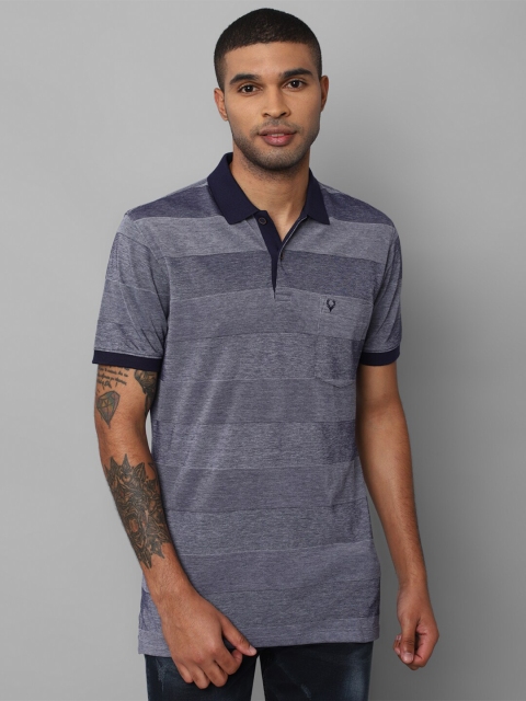 

Allen Solly Men Navy Blue & trooper Striped Polo Collar T-shirt