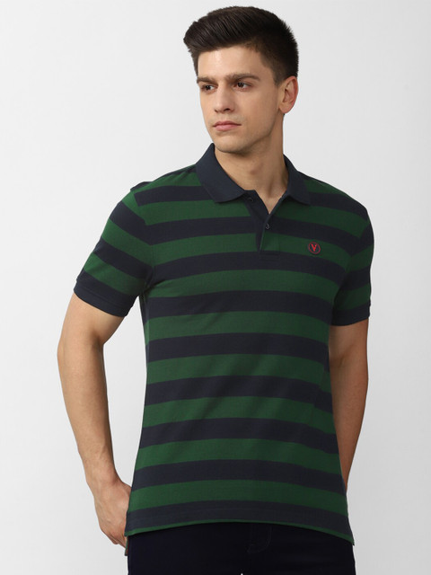 

Van Heusen Sport Men Multicoloured & dark gunmetal Striped Polo Collar T-shirt, Multi