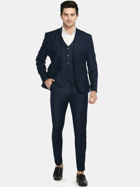 

TrulyFeb Men Blue Self-Design Slim-Fit Single-Breasted Formal Suit