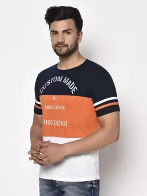 

Rigo Men Orange Printed Slim Fit T-shirt