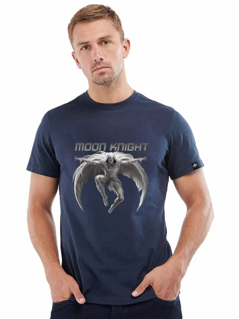 

Planet Superheroes Men Navy Blue Printed Extended Sleeves T-shirt