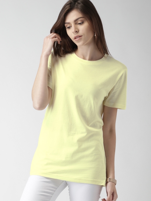 

FOREVER 21 Women Yellow Solid T-shirt