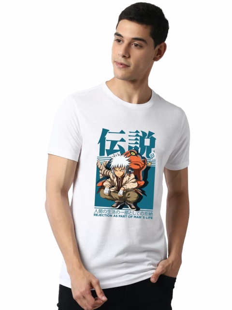 

Planet Superheroes Men White Printed Applique T-shirt