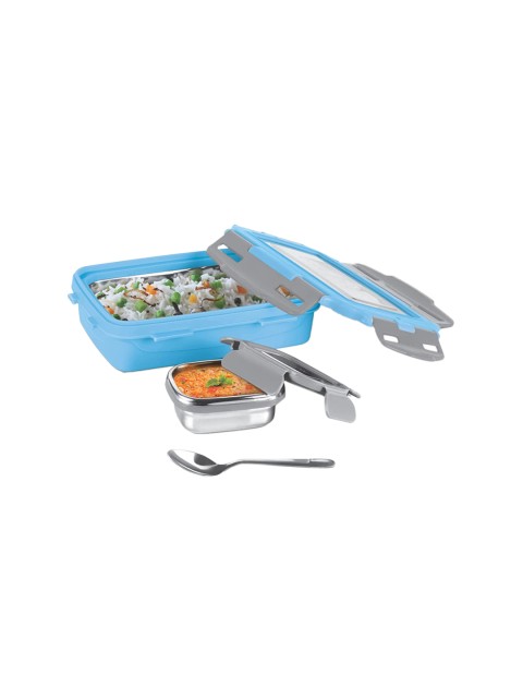 

Milton Blue & Silver-Tone Solid Stainless Steel Lunch Box