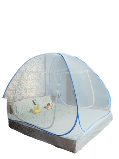 

ALCIONO White & Blue Solid King Size Double Bed Mosquito Net