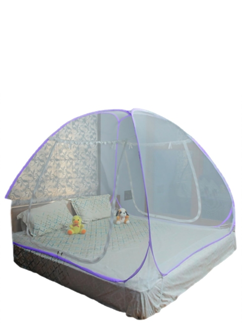 

ALCIONO Purple Solid Full Double King Size Mosquito Net With Bag