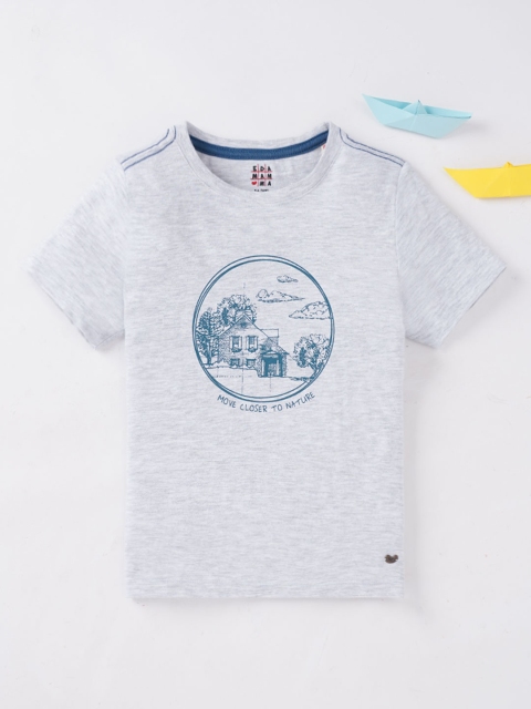 

Ed-a-Mamma Boys Grey Printed Applique T-shirt