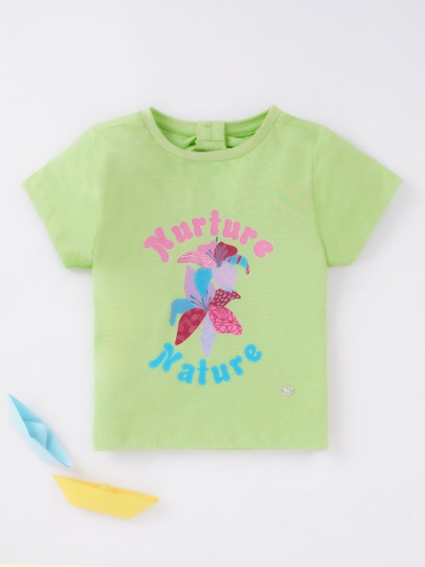 

Ed-a-Mamma Girls Green Printed Applique T-shirt