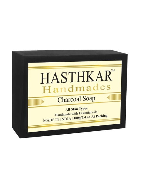 

Hasthkar Set Of 4 Handmades Glycerine Charcoal Soap 100 g Each, Black