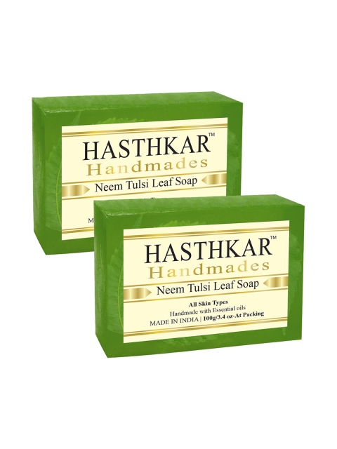 

Hasthkar Set of 2 Handmades Glycerine Neem Tulsi Soap-250 gm, Green