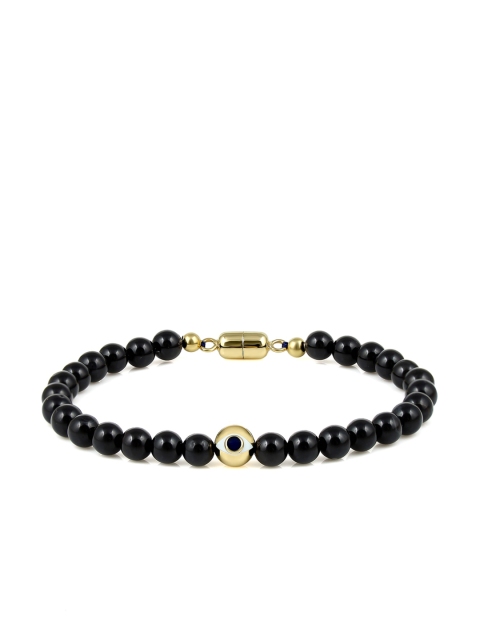

LA SOULA 925 Sterling Silver Black Onyx & Evil Eye Beaded Bracelet Rakhi