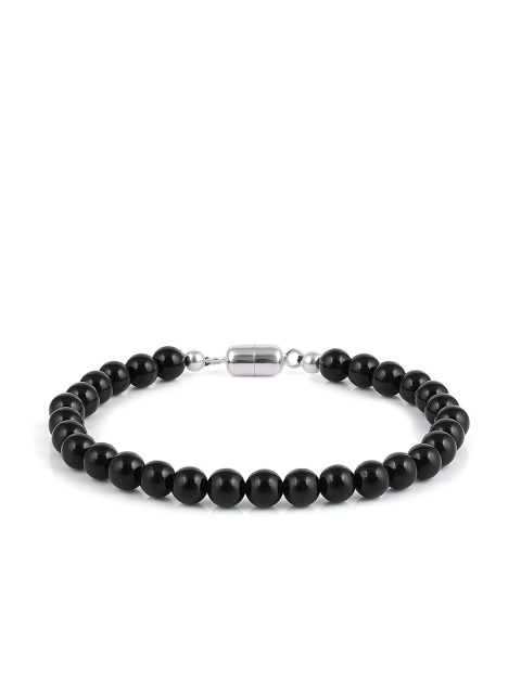 

LA SOULABlack Onyx Beaded 925 Sterling Silver Bracelet Rakhi, Black