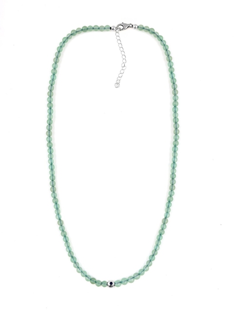 

LA SOULA Green & Silver-Toned Sterling Silver Enamelled Necklace