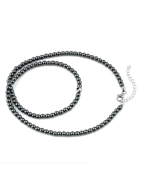 

LA SOULA Black & Silver-Toned Sterling Silver Enamelled Necklace
