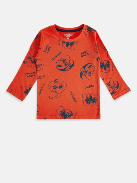 

Pantaloons Baby Boys Rust Printed T-shirt
