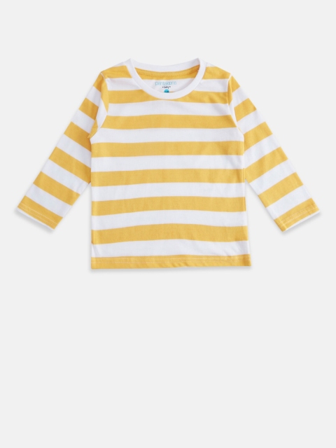 

Pantaloons Baby Boys Yellow Striped V-Neck T-shirt