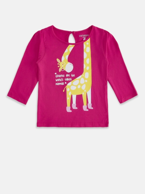 

Pantaloons Baby Girls Fuchsia Typography Printed T-shirt