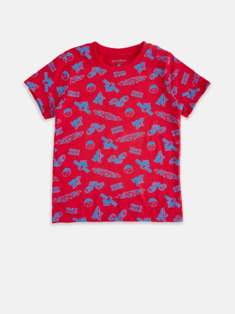 

Pantaloons Junior Boys Red Printed Applique T-shirt