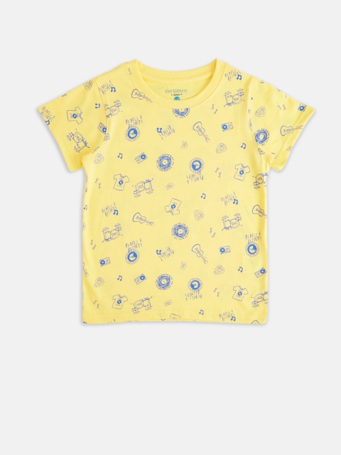 

Pantaloons Junior Boys Yellow Printed Extended Sleeves T-shirt