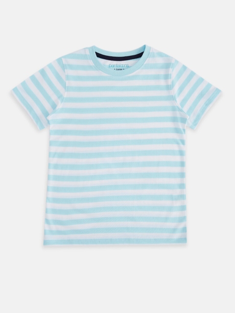 

Pantaloons Junior Boys Green Striped V-Neck T-shirt