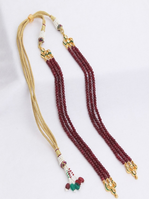 

Runjhun Gold-Toned & Maroon Brass Gold-Plated Layered Necklace
