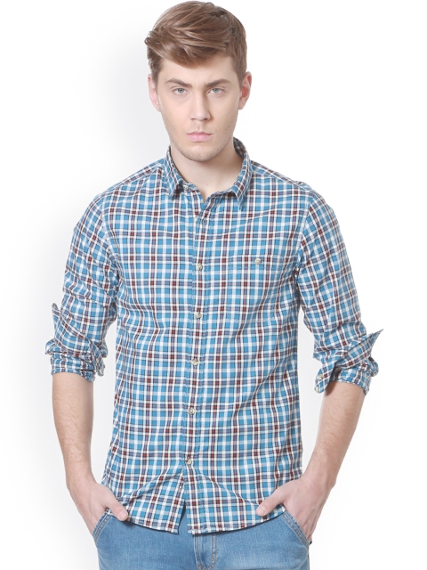 

People Men Multicoloured Slim Fit Checked Casual Shirt, Multi